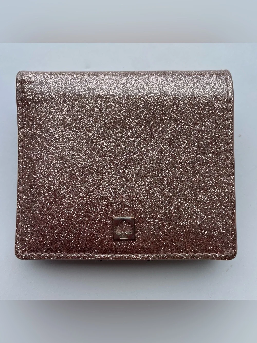 Kate Spade Mavis Street Seranade Bifold Wallet Rose Gold Glitter Cards Cash Coin